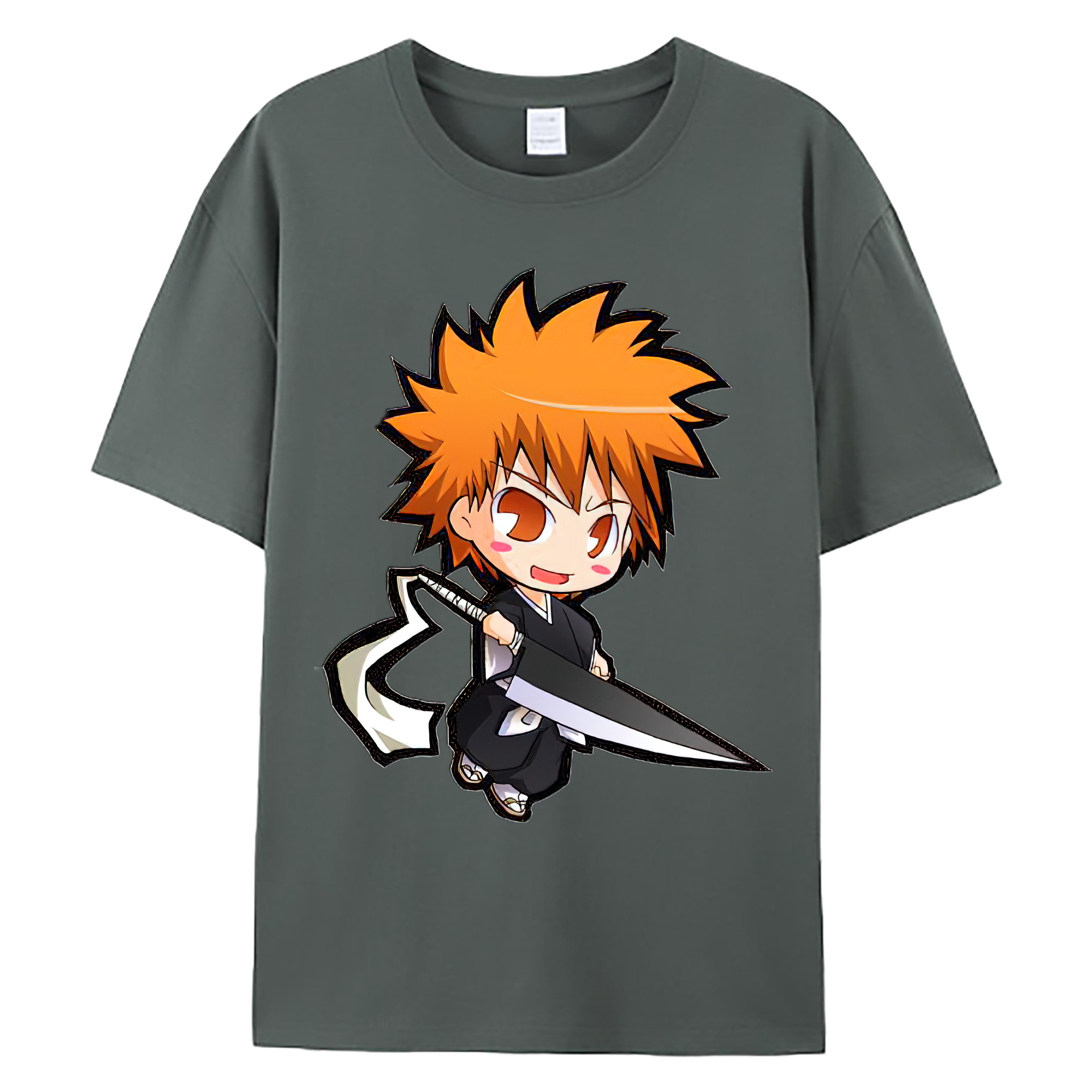 （画像用） ブリーチ 黒崎一護（くろさき いちご）BLEACH Kurosaki Ichigo 綿100％ メンズ半袖Tシャツ｜肌触りやわらか＆通気性